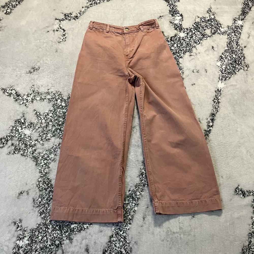We The Free Patti Crop Pants Women's Size 27 Rose Pink Cotton Wide Leg High Rise